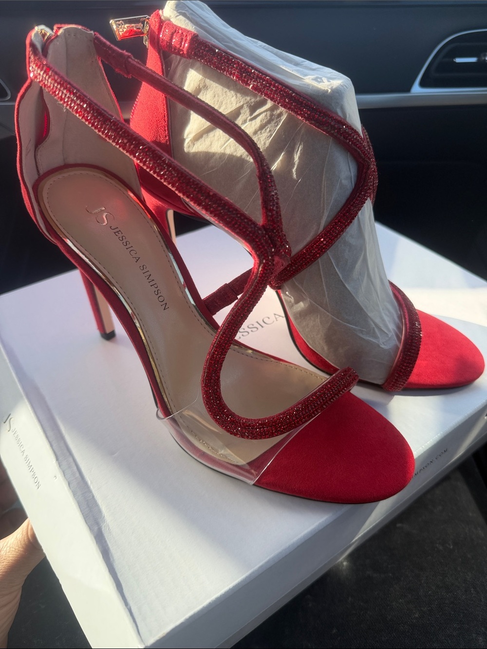 Jessica Simpson Red Strappy Glitter High Heels
